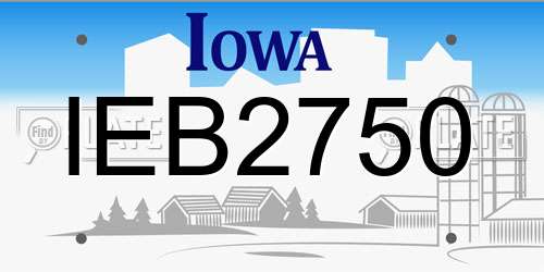 IEB2750 Iowa License Plate