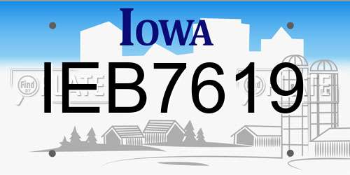 IEB7619 Iowa License Plate