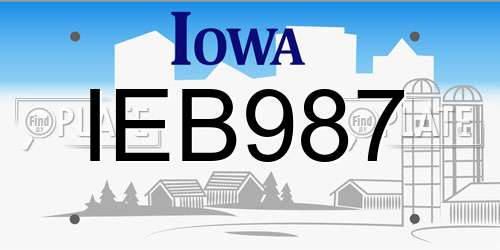 IEB987 Iowa License Plate