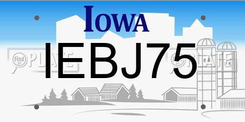 IEBJ75 Iowa License Plate