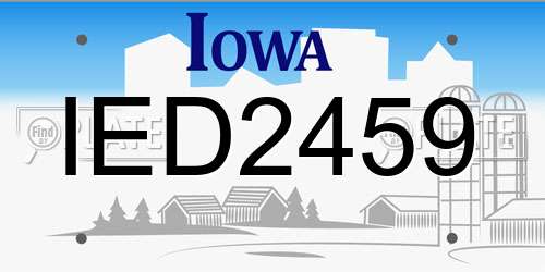 IED2459 Iowa License Plate