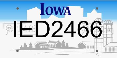 IED2466 Iowa License Plate