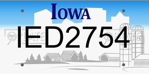 IED2754 Iowa License Plate