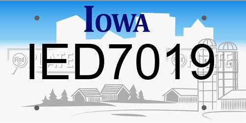IED7019 Iowa License Plate