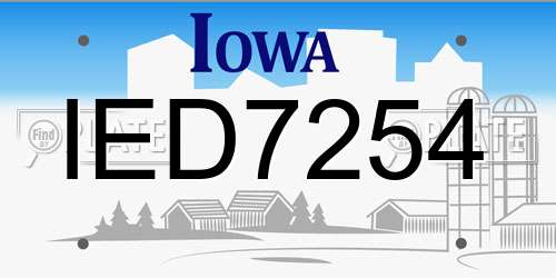 IED7254 Iowa License Plate
