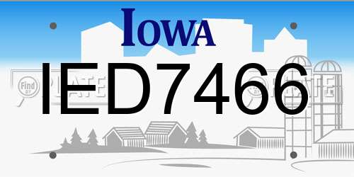 IED7466 Iowa License Plate