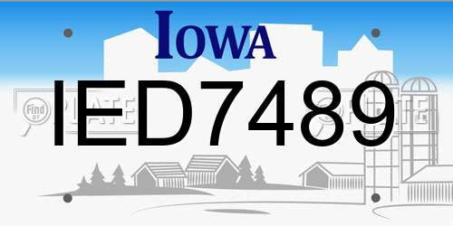 IED7489 Iowa License Plate