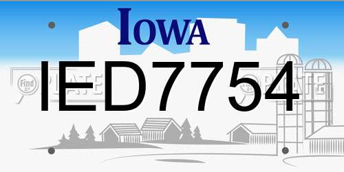 IED7754 Iowa License Plate