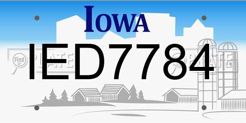 IED7784 Iowa License Plate