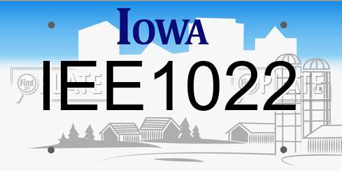 IEE1022 Iowa License Plate