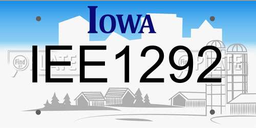IEE1292 Iowa License Plate