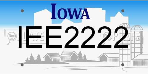 IEE2222 Iowa License Plate