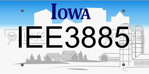 IEE3885 Iowa License Plate