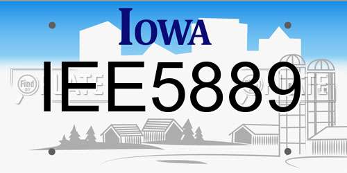 IEE5889 Iowa License Plate