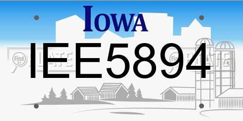 IEE5894 Iowa License Plate