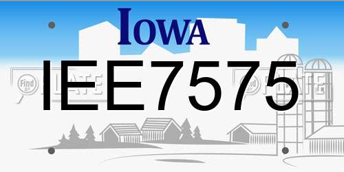 IEE7575 Iowa License Plate