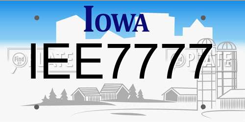 IEE7777 Iowa License Plate