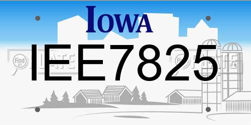 IEE7825 Iowa License Plate