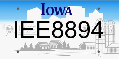 IEE8894 Iowa License Plate