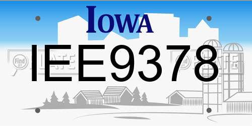 IEE9378 Iowa License Plate