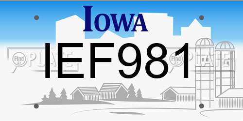 IEF981 Iowa License Plate