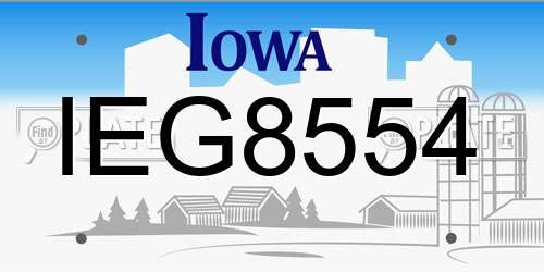IEG8554 Iowa License Plate