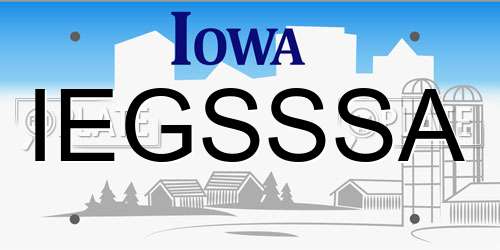 IEGSSSA Iowa License Plate