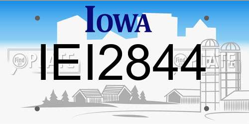 IEI2844 Iowa License Plate