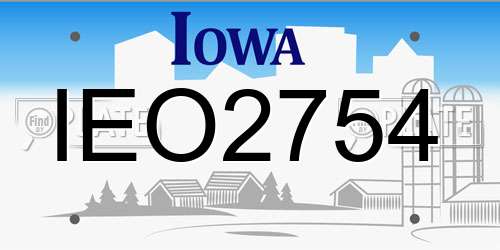 IEO2754 Iowa License Plate
