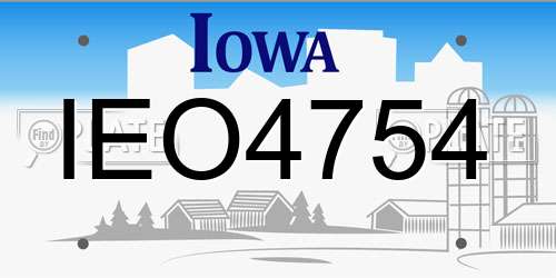 IEO4754 Iowa License Plate