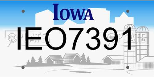 IEO7391 Iowa License Plate