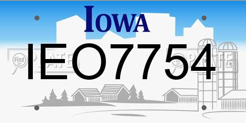 IEO7754 Iowa License Plate