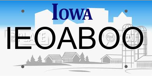 IEOABOO Iowa License Plate