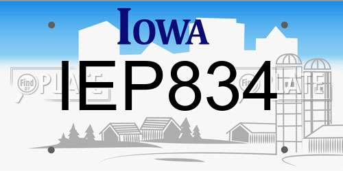 IEP834 Iowa License Plate