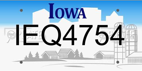 IEQ4754 Iowa License Plate