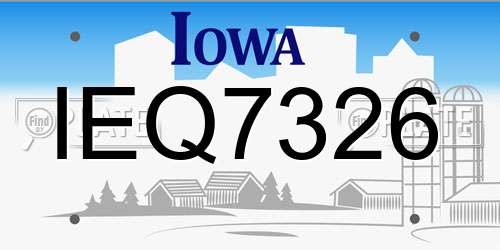 IEQ7326 Iowa License Plate