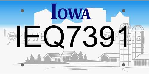 IEQ7391 Iowa License Plate