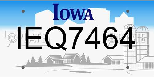 IEQ7464 Iowa License Plate