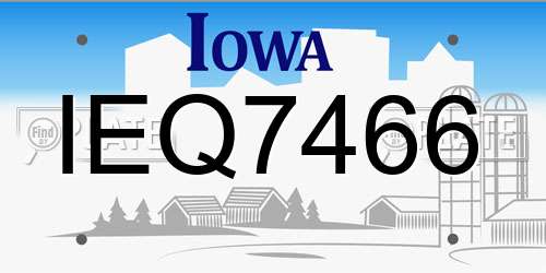 IEQ7466 Iowa License Plate
