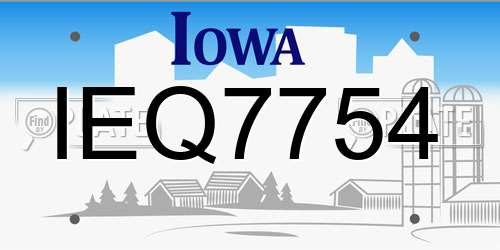 IEQ7754 Iowa License Plate