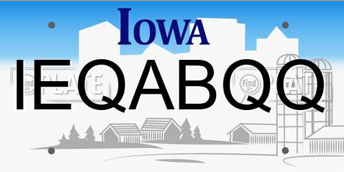 IEQABQQ Iowa License Plate