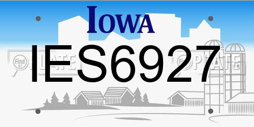 IES6927 Iowa License Plate