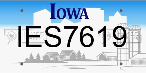 IES7619 Iowa License Plate