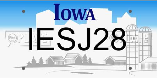 IESJ28 Iowa License Plate