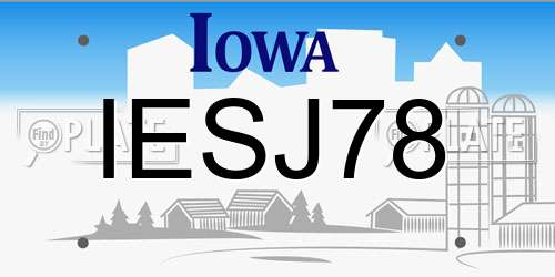 IESJ78 Iowa License Plate
