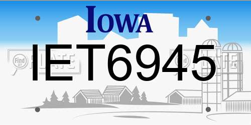 IET6945 Iowa License Plate