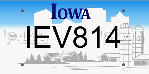 IEV814 Iowa License Plate
