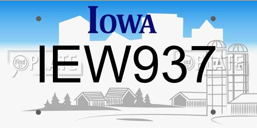 IEW937 Iowa License Plate