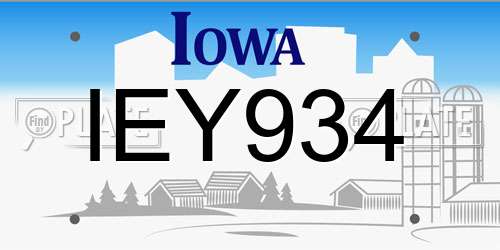 IEY934 Iowa License Plate