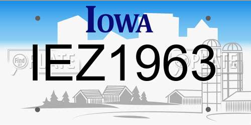 IEZ1963 Iowa License Plate